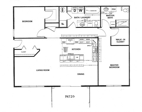 Floor plan for 2 beds, 2 baths, 1684 sqft